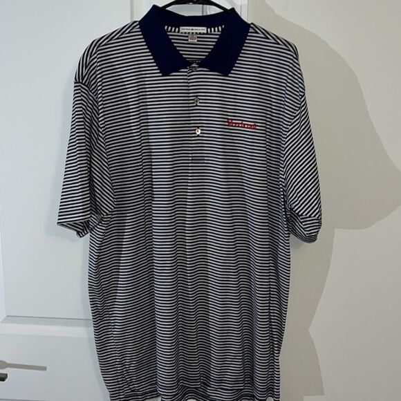 Peter Millar Beechcraft Airplane Aircraft Pilot Tennis Golf Polo Shirt XL Blue - Picture 4 of 6